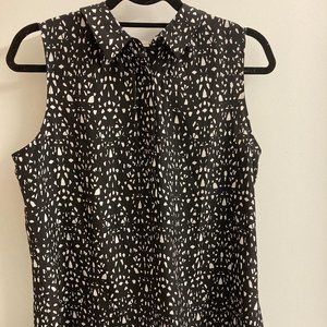 Ann Taylor Loft Black and White Sleeveless Blouse